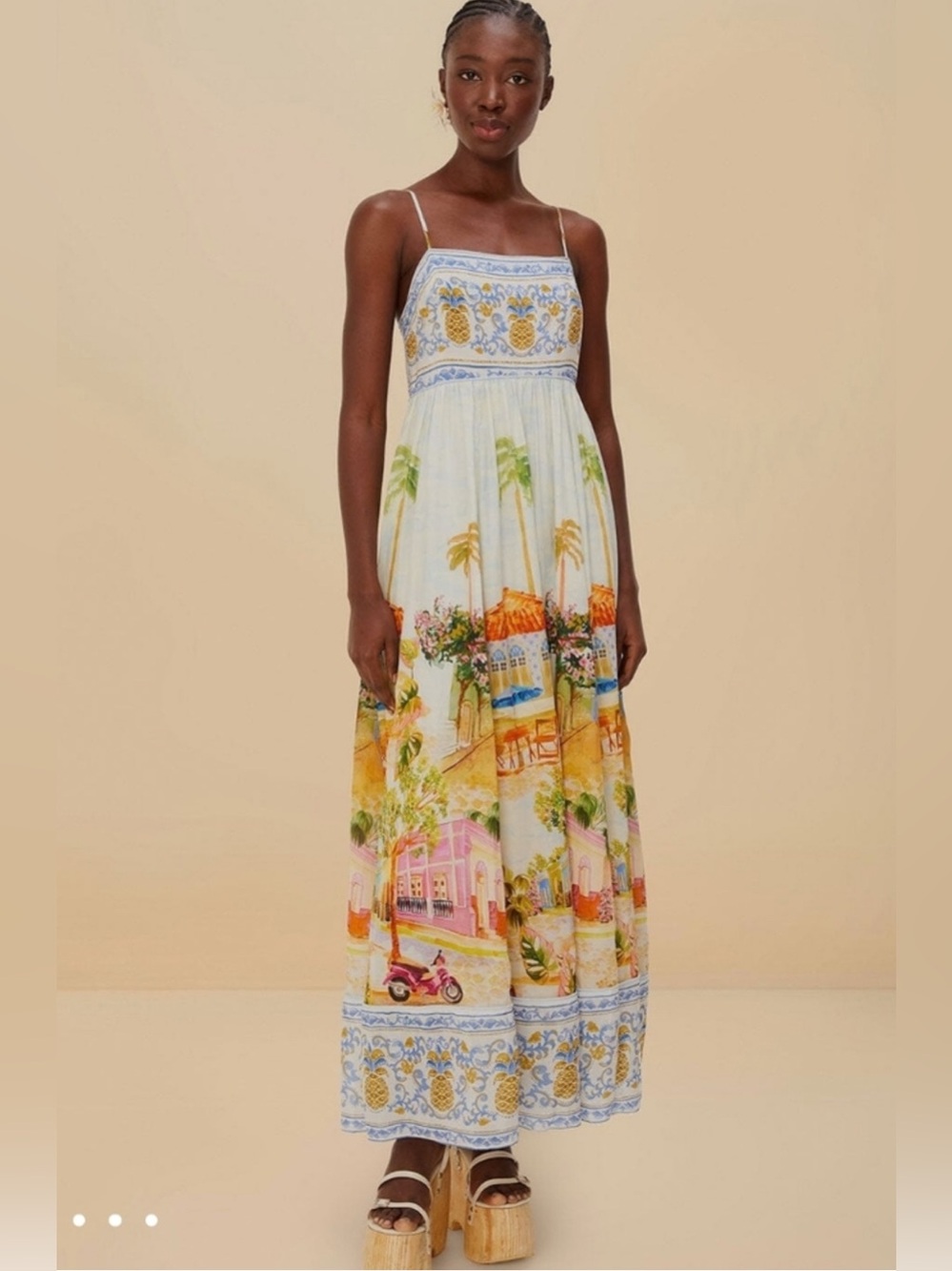 FARM Rio White Multicolor Tropical Maxi Dress